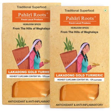 Pahari Roots 8  12% High Curcumin Gold Lakadong Turmeric Powder 400G Jaintia Hills, Meghalaya | Haldi | Healing Aromatic Flavorf