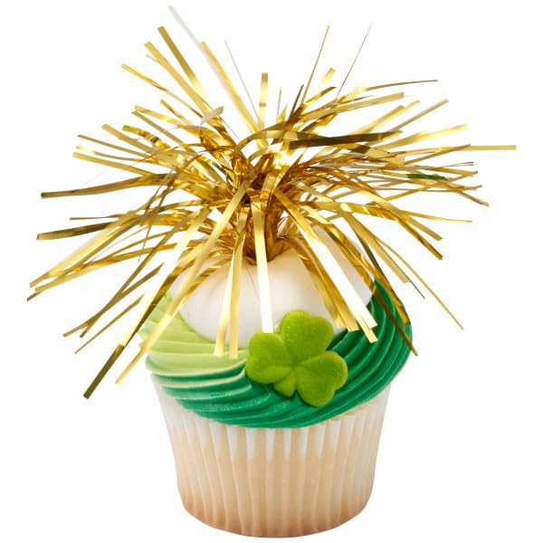 Green Shamrock Edible Sugar Cake Toppers, 24 Count