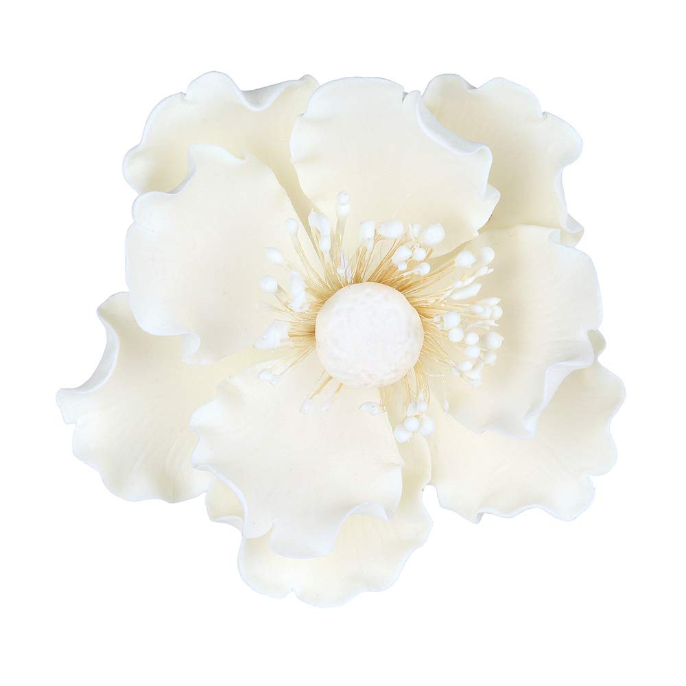 O'Creme Gumpaste Anemone Flower Set Of 3 White - Edible Flowers For Cake Decorating - Sugar Paste Flower Decorations For Cakes,