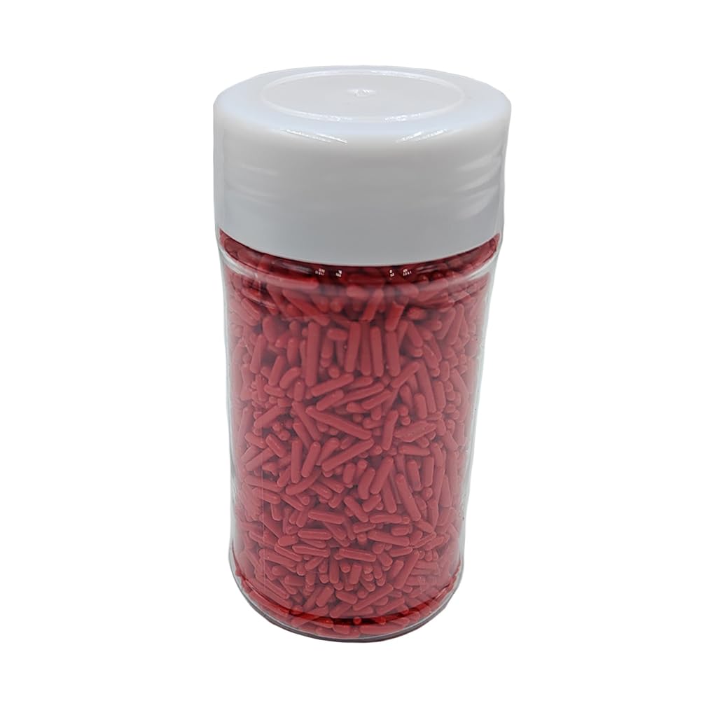 Homankit Red Jimmies Sprinkles Edible Sprinkle Candy Soft Jimmies Toppings For Ice Cream, Cupcake, Cake, Cookie, Dessert Decorat