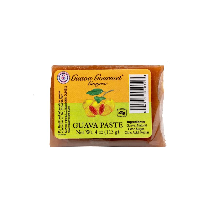 Guava Gourmet Guava Paste (4 Oz. Bar - 4 Pack), Fresh Guava Fruit Preserves, All- Natural, Non-Gmo, Vegan, Gluten And Cholestero