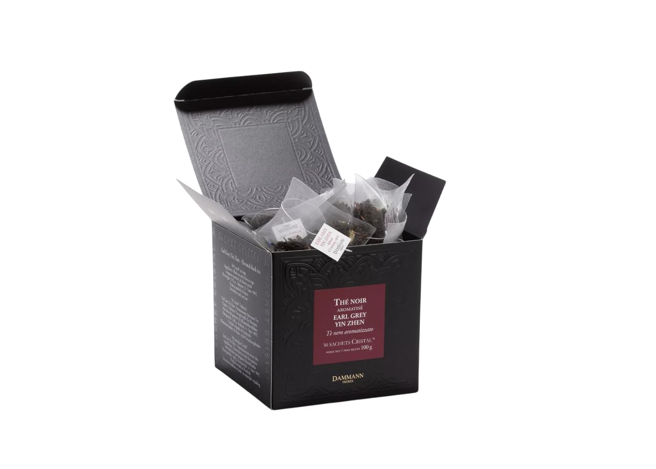 Dammann Freres Sachets  Earl Grey Yin Zhen Tea Bags  enhanced Gourmet French Black Tea  Blend Bergamot  50 Count (Single Pack)