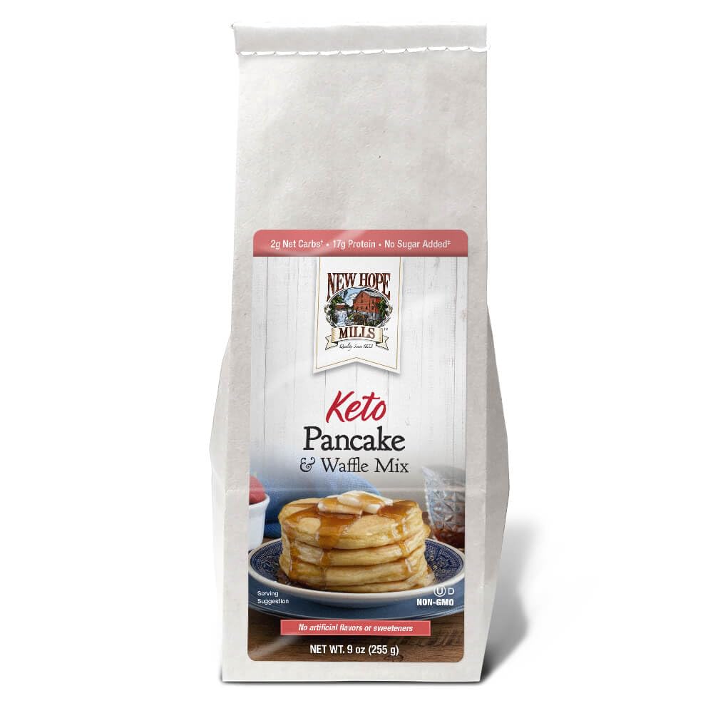 Keto Pancake & Waffle Mix, New Hope Mills, Keto Diet-Friendly, 2 Net Carbs*, Easy-to-Prepare, Fluffy & Delicious, Ideal for Heal