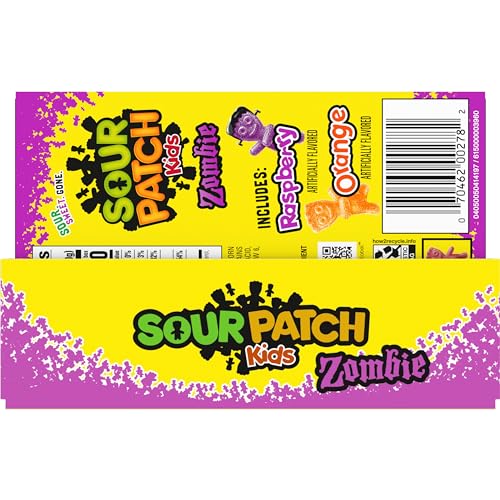 SOUR PATCH KIDS Zombie Orange & Purple Soft & Chewy Halloween Candy  Bulk Candy  12 - 3.5 oz Trick or Treat Boxes