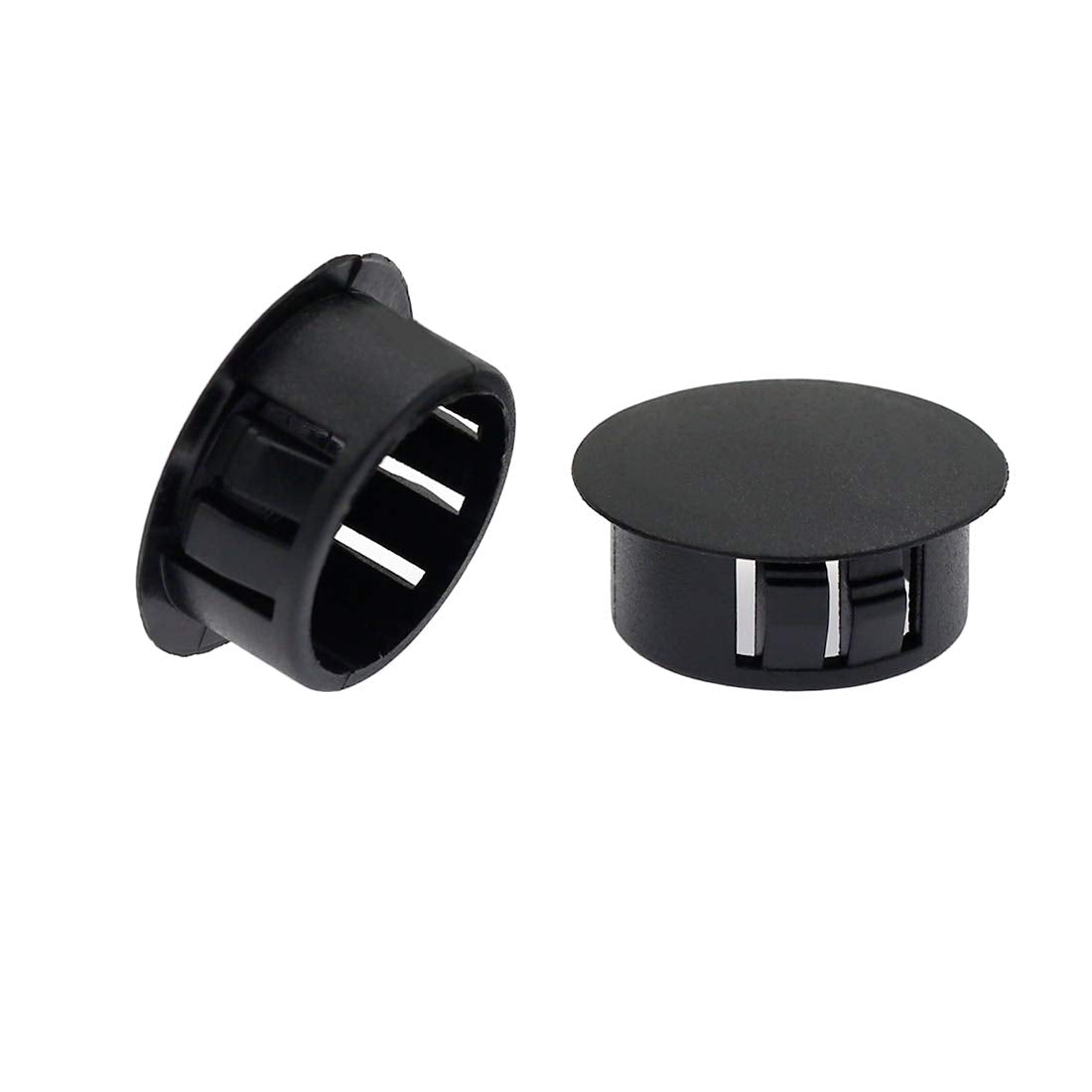 Suiwotin 30Pcs 22Mm (087) Black Hole Plugs Plastic Flush Type Hole Plugs Snap In Locking Hole Tube, Furniture Fencing Post Pipe
