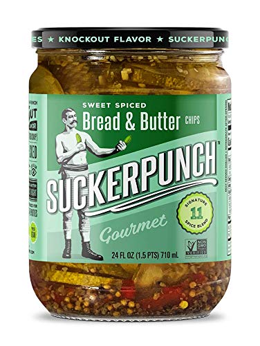 Suckerpunch Gourmet Spicy Bread N' Better Pickle Chips 24 Ounce, 2-Pack