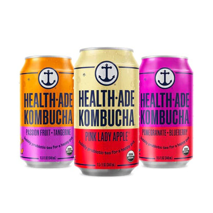 Health-Ade Organic Kombucha Tea, Fruity Favorites Variety Pack, 12-Pack (11.5 Fl Oz Cans) - Fermented with Probiotics, Supports 