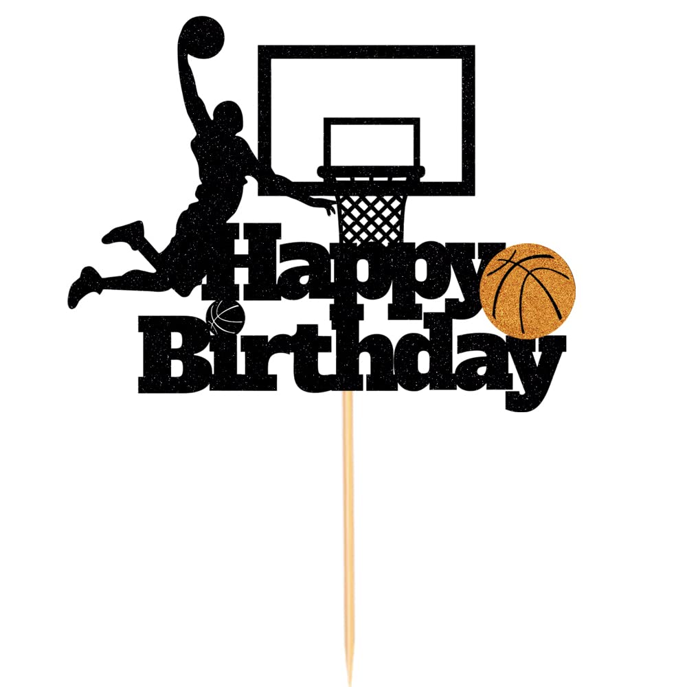 Basketball Happy Birthday Cake Topper-Basketball Themed Birthday Party Cake Decoration (Birthday)