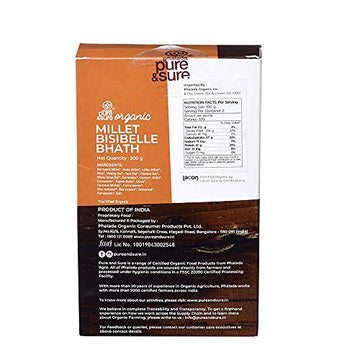 Pure & Sure Organic Millet Bisibele Bath 200 Gms | Easy & Ready To Cook In 10 Mins | Healthy And Nutritious Breakfast | Gluten F