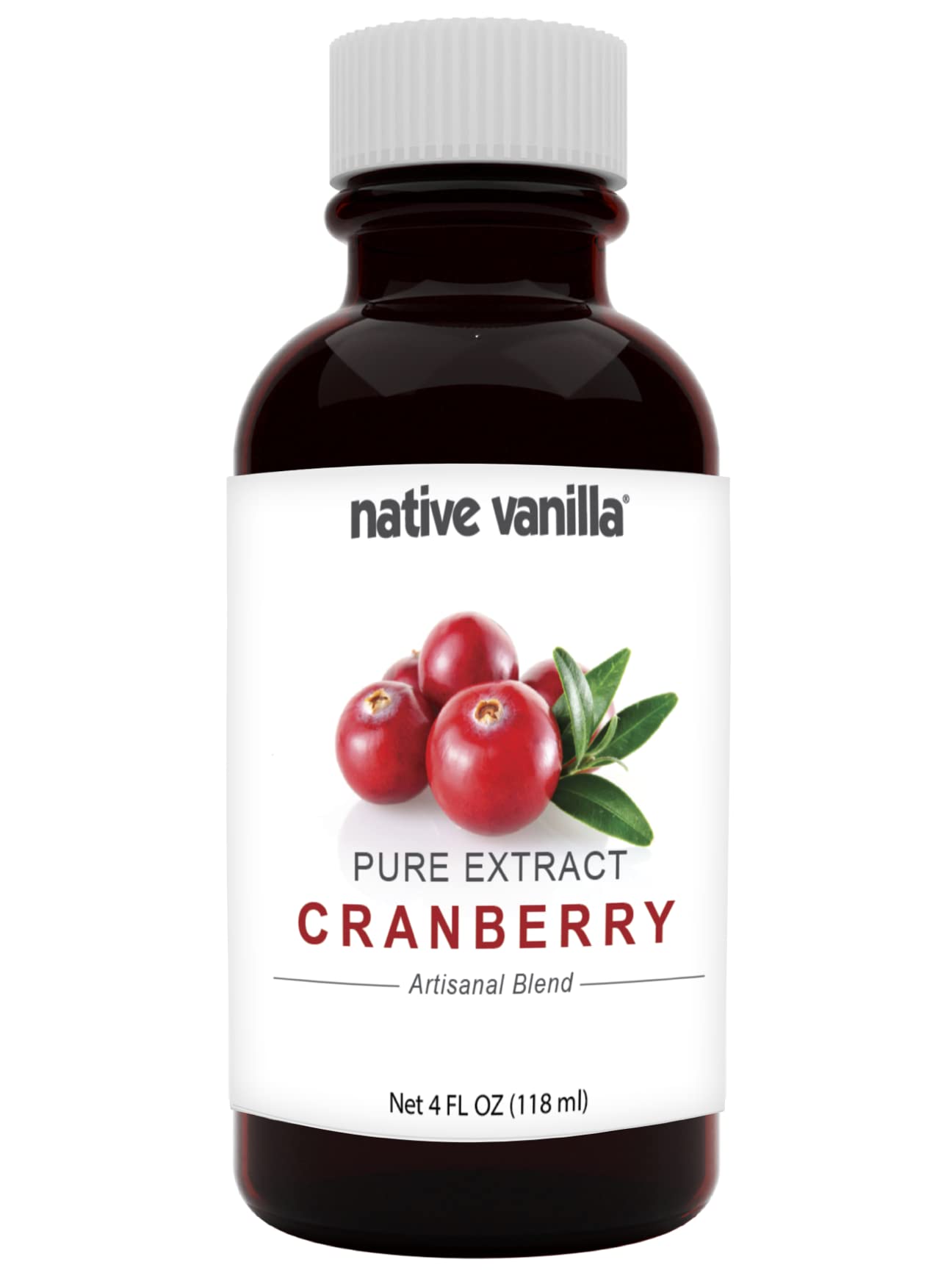 Native Vanilla - Pure Cranberry Extract - 4 Fl Oz - Pure Flavors And Extracts - Perfect For Cooking, Baking, And Dessert Craftin