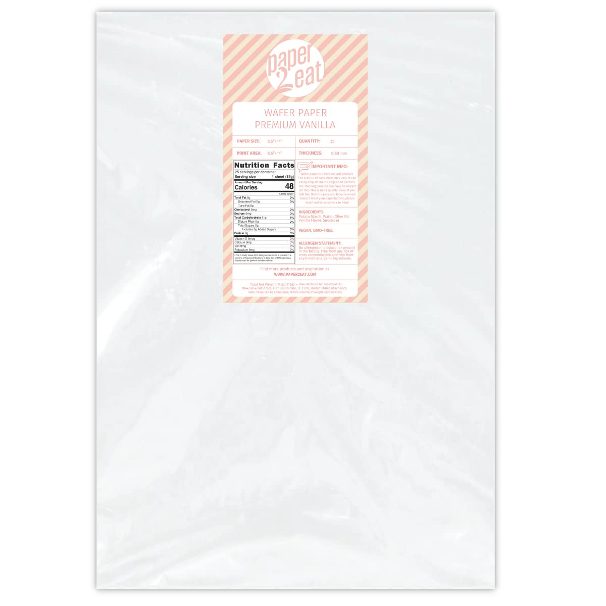 Printable Edible Wafer Paper Sheets from paper2eat (0.60 mm - 25 sheets/Vanilla)