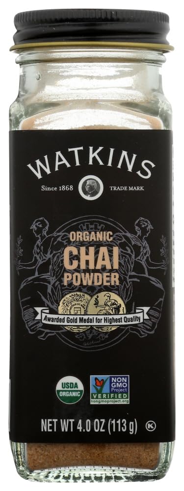 Watkins Gourmet Organic Chai Powder Spice Jar, Non-GMO, Kosher, 4 oz, 1-Pack, As Shown
