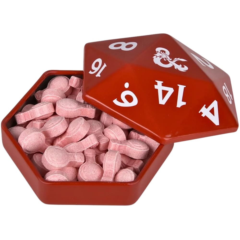 Rhode Island Novelty Boston America Dungeon And Dragons D&D Dnd D20 +1 Potion Sour Candy Collectible Tin - One (1) Tin - Sour Cherry Flavor