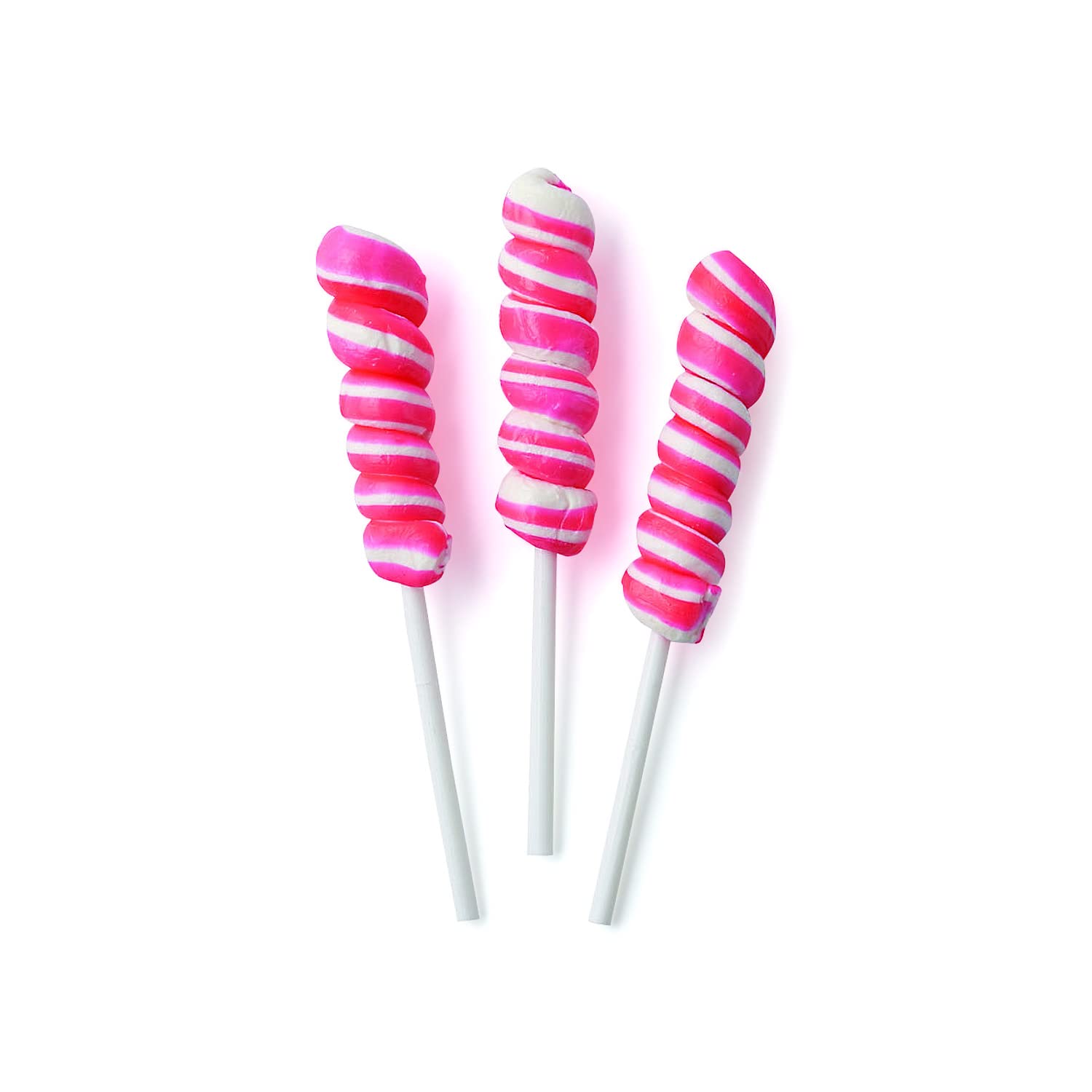 Mini Twisty Lollipops, Suckers, Carnival Candy, Candy Buffet, 48 Pieces, Individually Wrapped (Hot Pink)