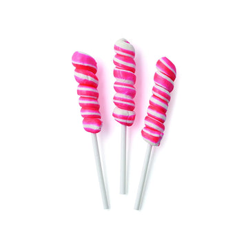 Mini Twisty Lollipops, Suckers, Carnival Candy, Candy Buffet, 48 Pieces, Individually Wrapped (Hot Pink)