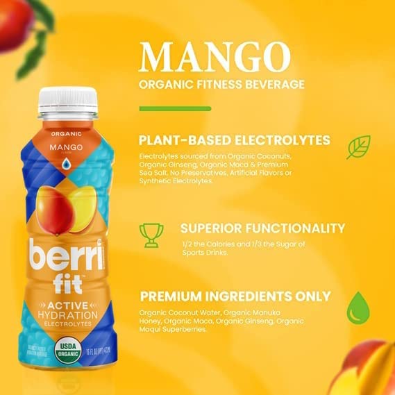 Berri Pro Mango Plant-Based Fitness Beverage - Case Of 12 - 16 Oz(D0102H774Ju.)