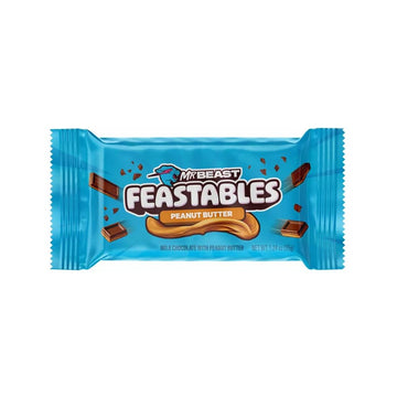 Feastables Peanut Butter Milk Chocolate Chocolate Bar, 1.24 oz (35g), 24 count