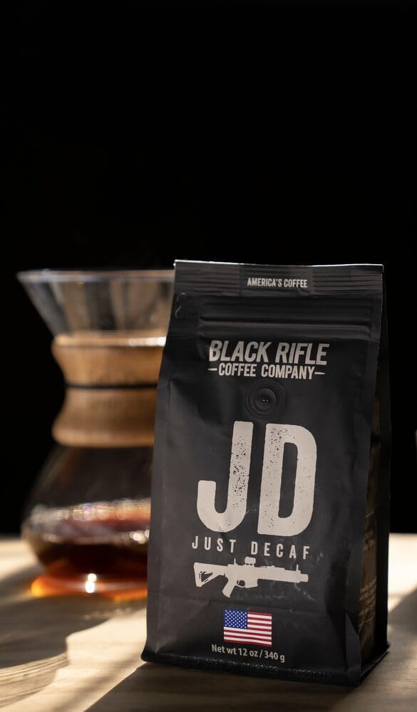 Black   Coffee Just Decaf Medium Roast Ground Coffee, 12 Ounce Bag, 100% Colombian, Caffeine-Free, Supports Veterans