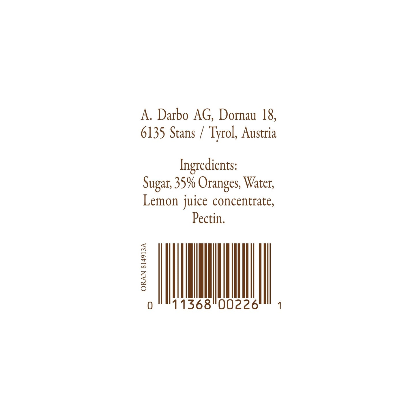 Darbo all Natural Marmalade, Bitter Orange, 16 Ounce