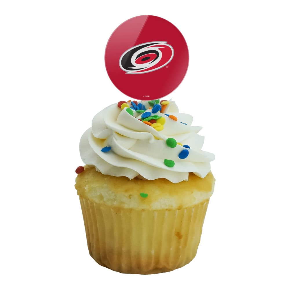 Graphics & More Carolina Hurricanes Logo Cupcake Picks Toppers Decoration Set Of 6