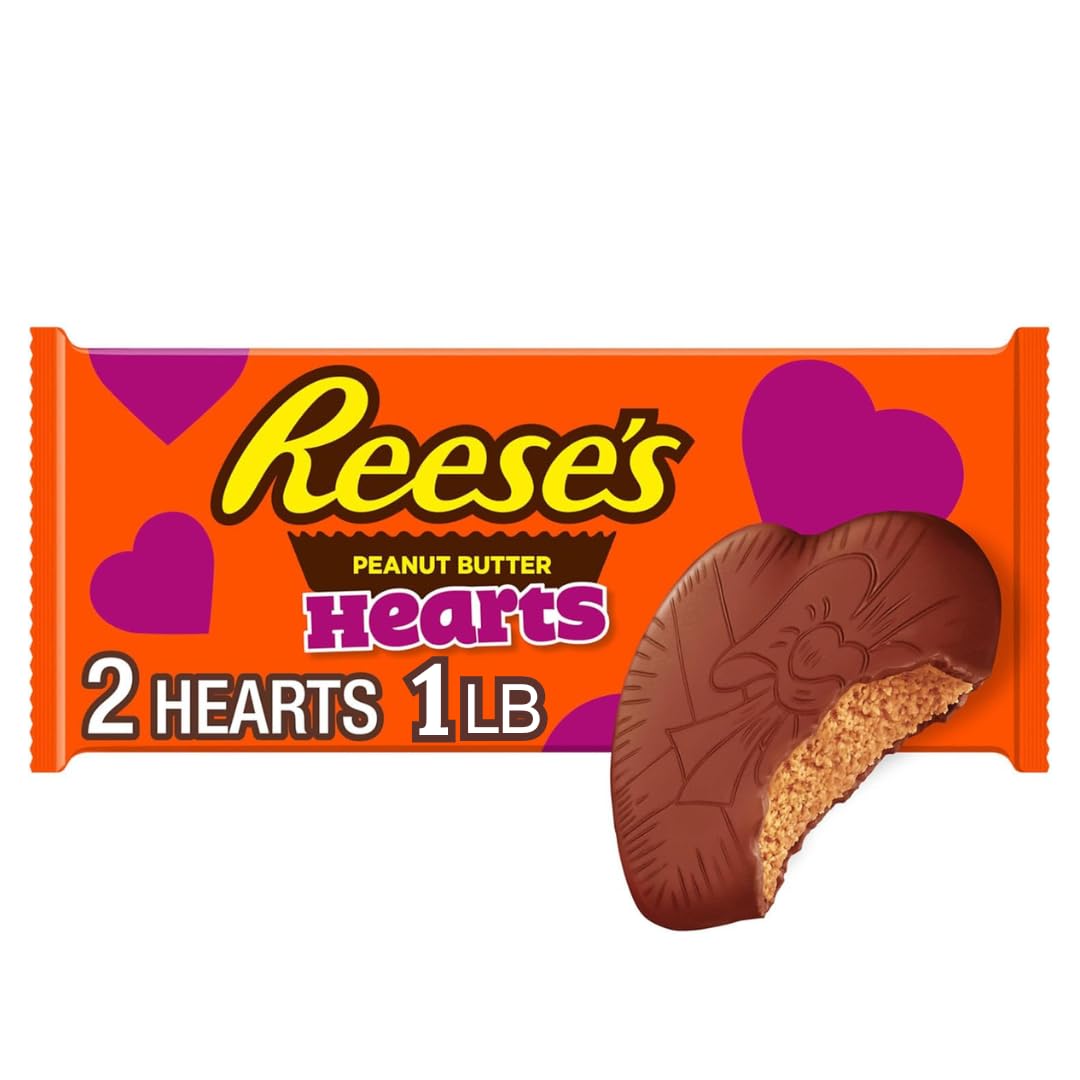 REESES Milk Chocolate Peanut Butter Hearts, Valentines Candy Pack, 16 oz (2 Pieces)