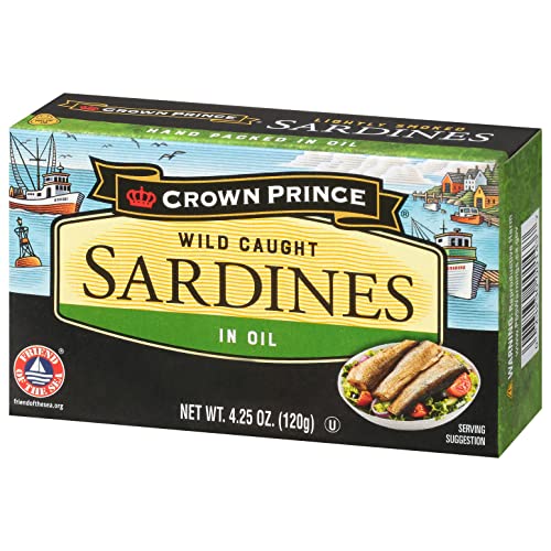 Crown Prince Sardines in Oil, 4.25-Ounce Cans (Pack of 12)