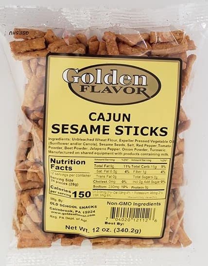 Golden Flavor Sesame Sticks - Cajun - 3 Pounds Total - (4) 12 Ounce Bags