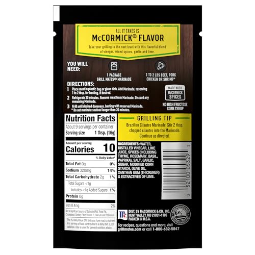 McCormick Grill Mates Marinade, Brazilian Steakhouse, 30 Minute Liquid Marinade, Single Use Pouch, No Waste, Exciting Brazilian-