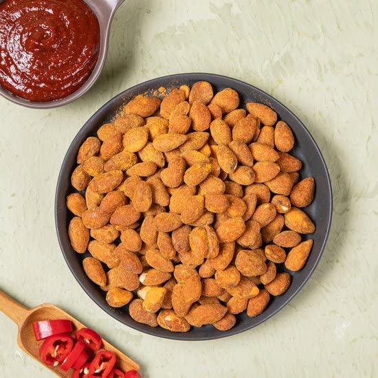 [Official Gilim Hbaf] Korean Seasoned Spicy Tteokbokki Almonds Nut Snack, Korean Rice Cake Chili Sauce | School, Work, Travel Sn