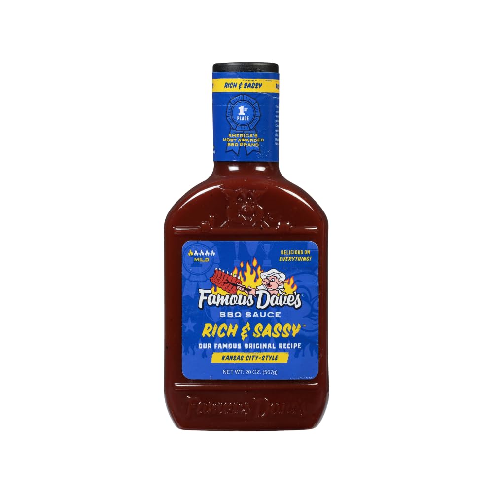 Famous Daves Rich & Sassy BBQ Sauce, 20 oz, Pack of 1