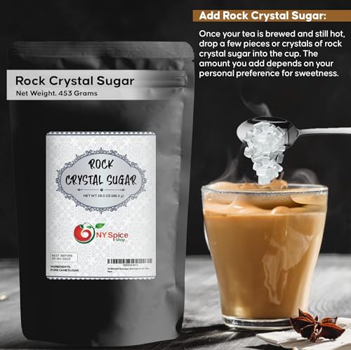 NY SPICE SHOP Rock Sugar - 1 Pound Bag Rock Candy Crystals - Sugar Rocks Whole - Sugar Crystals - Rock Candy - Rock Sugar for Te