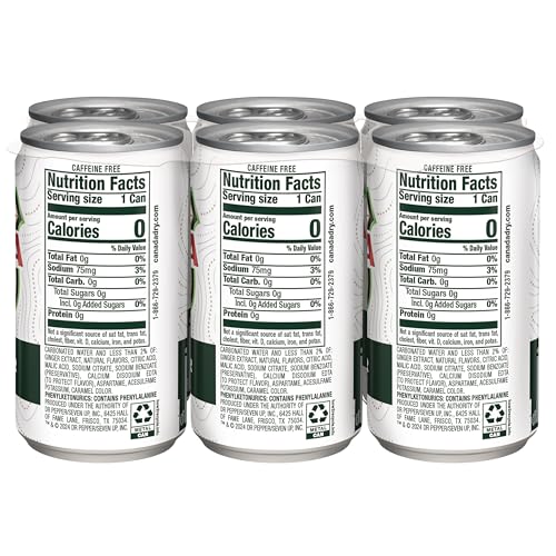 Diet Canada Dry Ginger Ale Soda  7.5 Fl Oz Cans  6 Pack