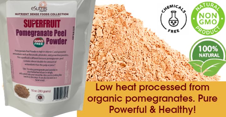 eSutras Organics Pomegranate Peel Powder Superfood, 10 Ounce
