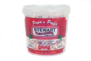 Stewart Old Fashioned Peppermint Flavored Pure Sugar Candy Puff Balls - Individually Wrapped Candy Snack, Fat-Free, Cholesterol-Free, Gluten-Free, Made In The Usa - 27Oz Tub