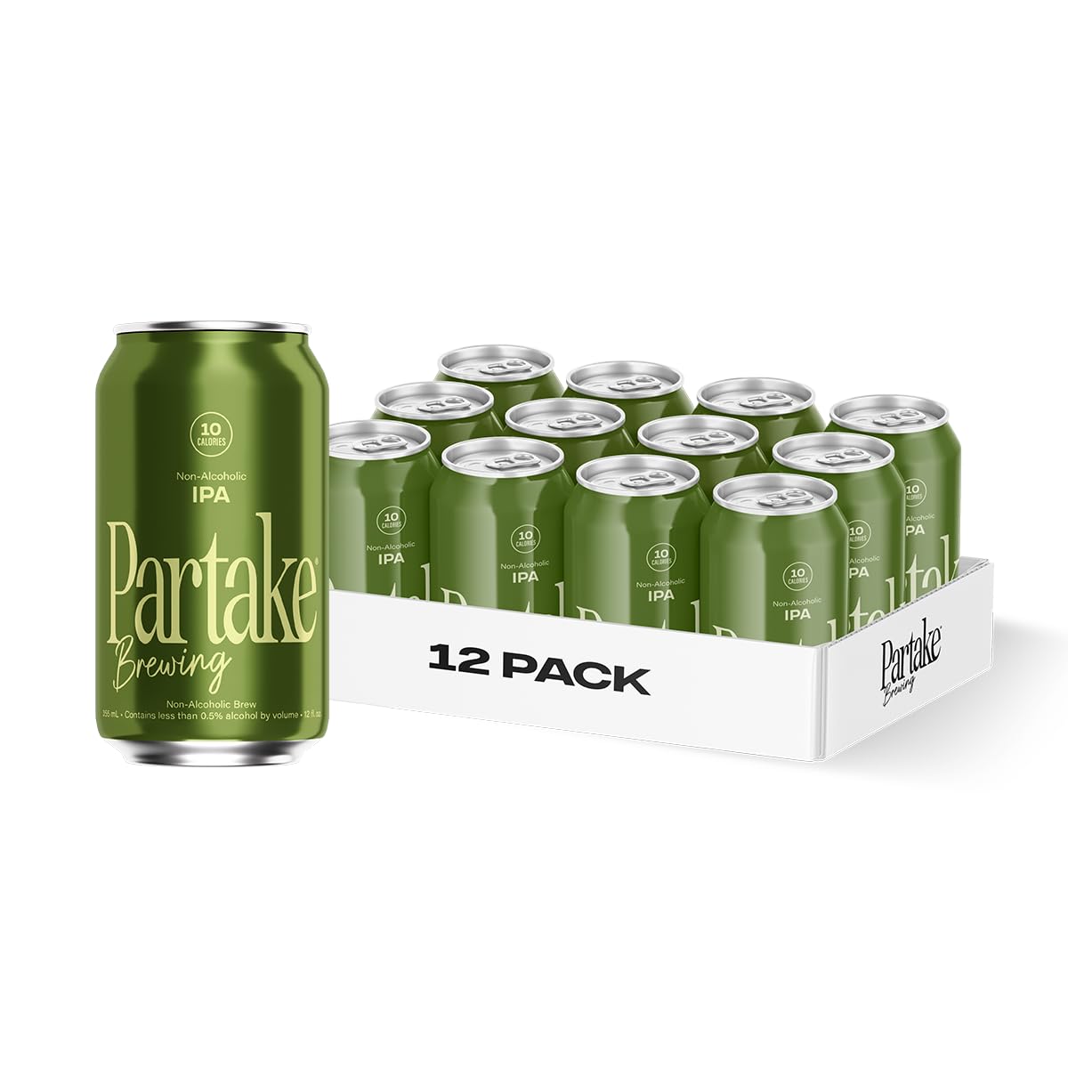 Partake Brewing Non-Alcoholic IPA Beer, 12 Pack of 12 Fl Oz Cans, Low Calorie, All Natural Ingredients