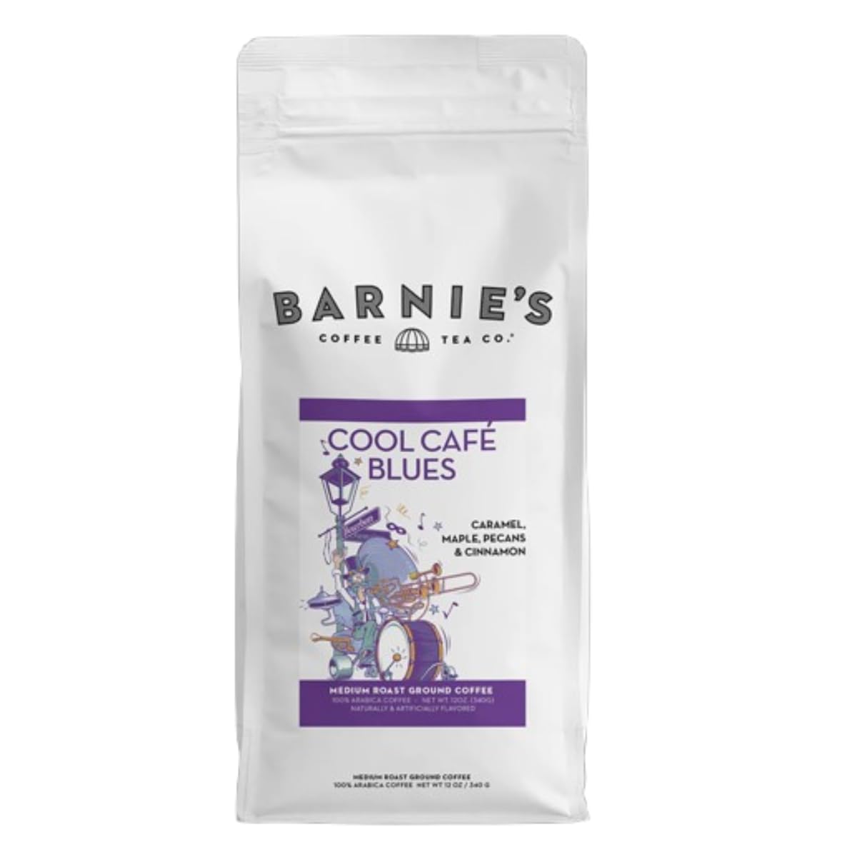BARNIES COFFEE TEA CO. Ground Coffee, Caramel Maple Pecan & Cinnamon Rum Flavors, Medium Roasted, 12 oz Bag (Pack of 2)