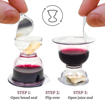TrueVine Chalice Communion Cups and Wafer Set - Prefilled Cups w/Fresh Unleavened Bread & Grape Juice - Carefully Packaged & Eas