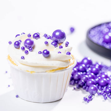Purple Pearl Sprinkles,Cake Sprinkles,Cookie Sprinkles,Sugar Pearl, Edible Candy Pearls 130G 4.6Oz For Cake Cupcake Decorationg