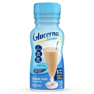 Glucerna Nutritional Shake, Diabetic Drink To Support Blood Sugar Management, 10G Protein, 180 Calories, Homemade Vanilla, 8-Fl-