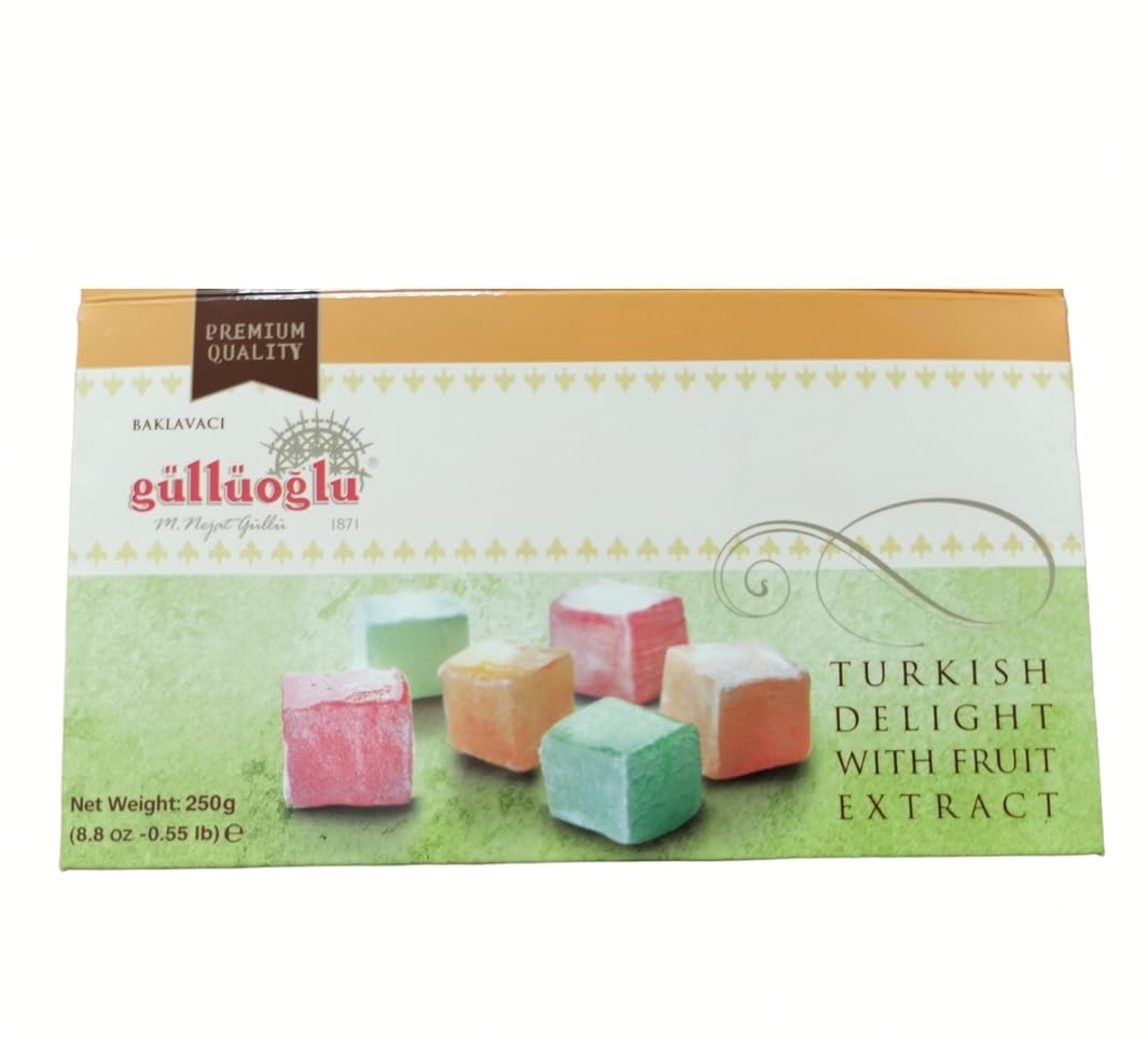 Glloglu Turkish Delight With Fruit Extract, 8.80Z - 250Gr, Daily Fresh Shipment From Istanbul/Turkey