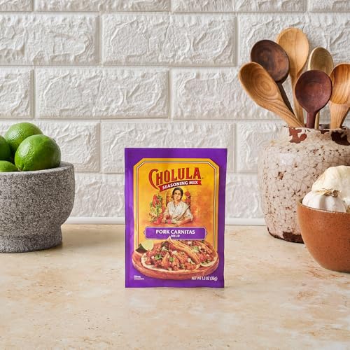 Cholula Seasoning Mix  Pork Carnitas  Mild Heat  For Tamales  Pulled Pork Tacos  Burrito Bowls  Dips and More  1.3 oz (Pack of 12)