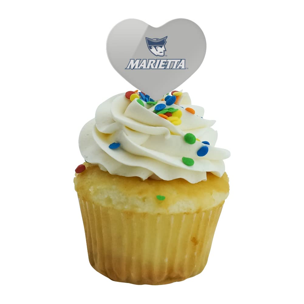 GRAPHICS & MORE Cupcake Picks Set of 6, Acrylic Decoration Toppers, Marietta College Heart Design