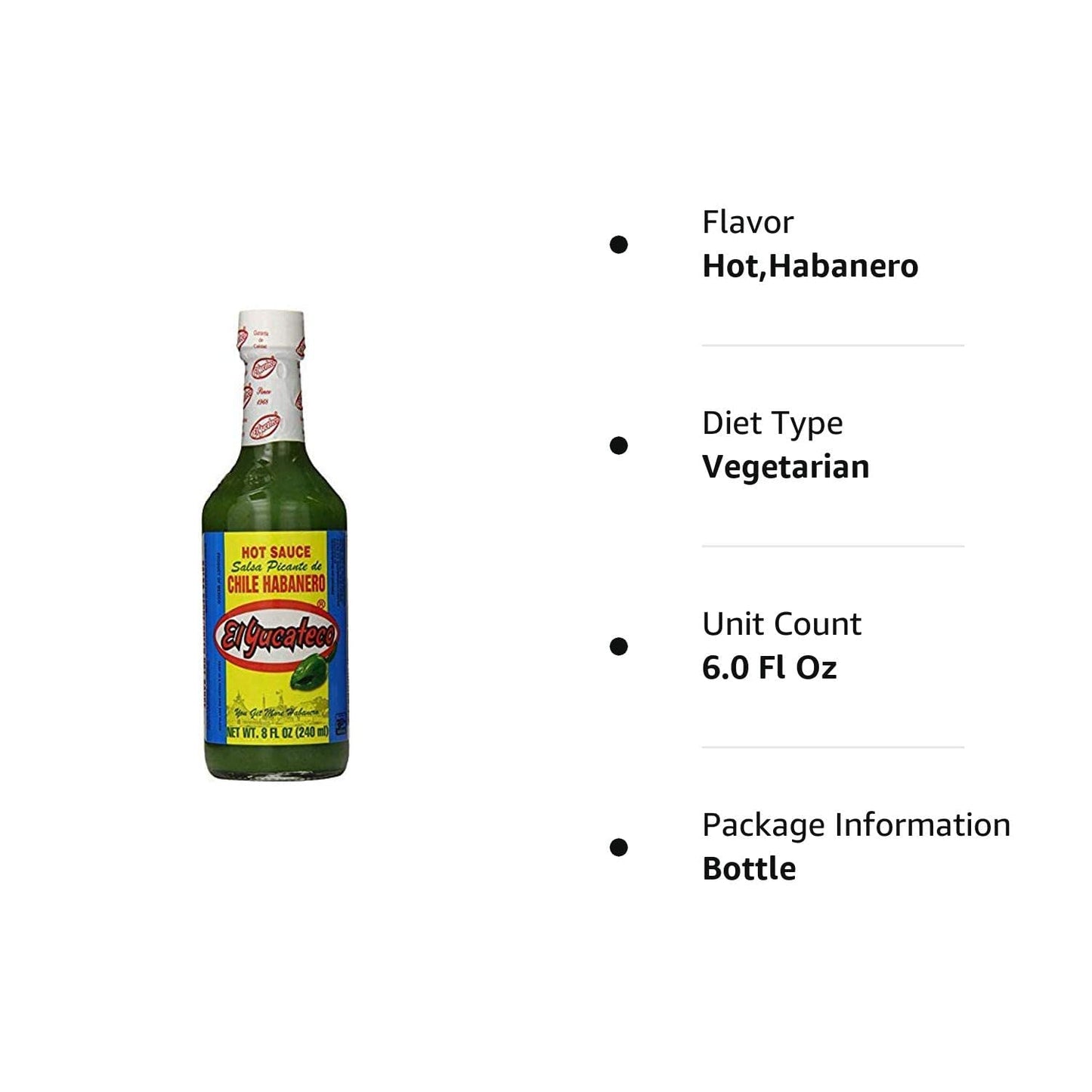El Yucateco Salsa Picante Verde De Chile Habanero, 8 Ounce (2 Pack)