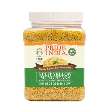 Pride Of India - Pack Of 6 - Indian Split Yellow Mung Lentils - Protein & Fiber Rich Moong Dal, 1.5 Pound Jar