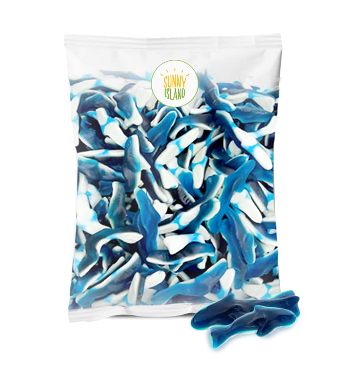 Baby Blue Sharks Gummy Candy | 1-Pound Bag | Blue Raspberry And Marshmallow Flavors