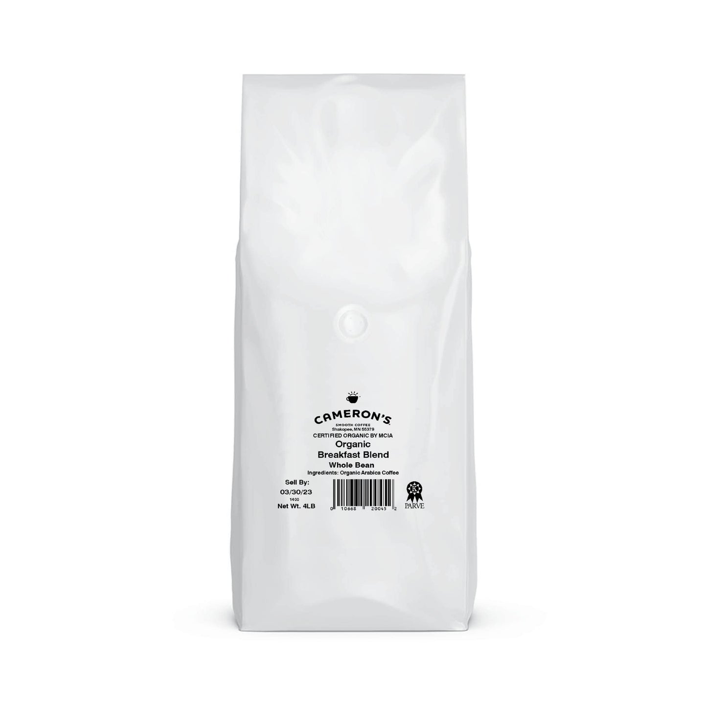 Camerons Coffee Roasted Whole Bean Coffee, Organic Breakfast Blend, 4 Pound