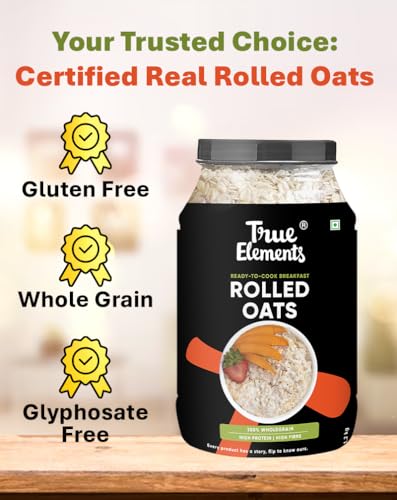 True Elements Rolled Oats 1.2 Kg - Diet Food | 100% Wholegrain Oats | Oats For Weight Management | High Fibre Breakfast | Rich I