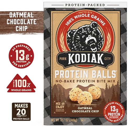 Kodiak Oatmeal Protein Ball Mix, Chocolate Chip, High Protein, 100% Whole Grains, (Pack of 6)