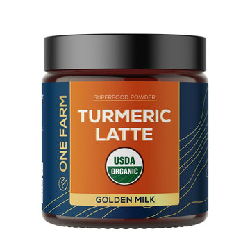 One Farm by WAAYB Turmeric Latte Powder, USDA Organic, 45 Servings, Resealable Glass Jar