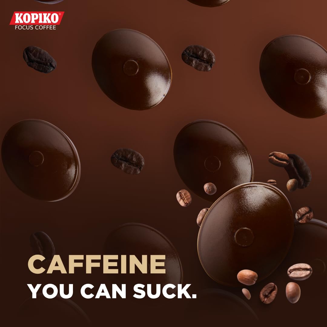Kopiko Focus Coffee Candy - Have 80mg Caffeine per 2 Pieces for Energy & Mental Focus - Sugar-Free Hard Candy with Real Indonesian Coffee Extract (6 Pack w/4 Candies Each)